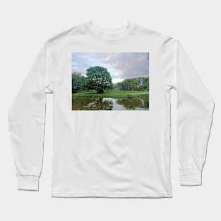 Green landscape cloudy sky, Nature landscape photograph Long Sleeve T-Shirt